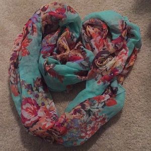 Teal floral scarf